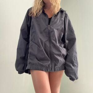 Vintage Y2k Reebok Windbreaker Jacket Gray Black Mens Size XL Retrosport